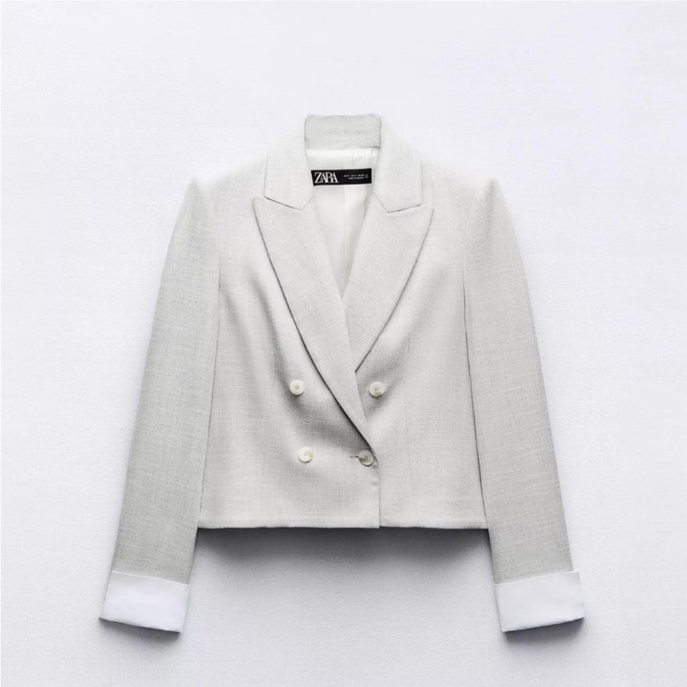 ZARA Light Grey Blazer with White Cuffs